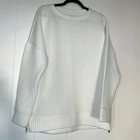 Buckle Black Womens White Waffle Grid Sweatshirt G11 - Picture 1 of 6